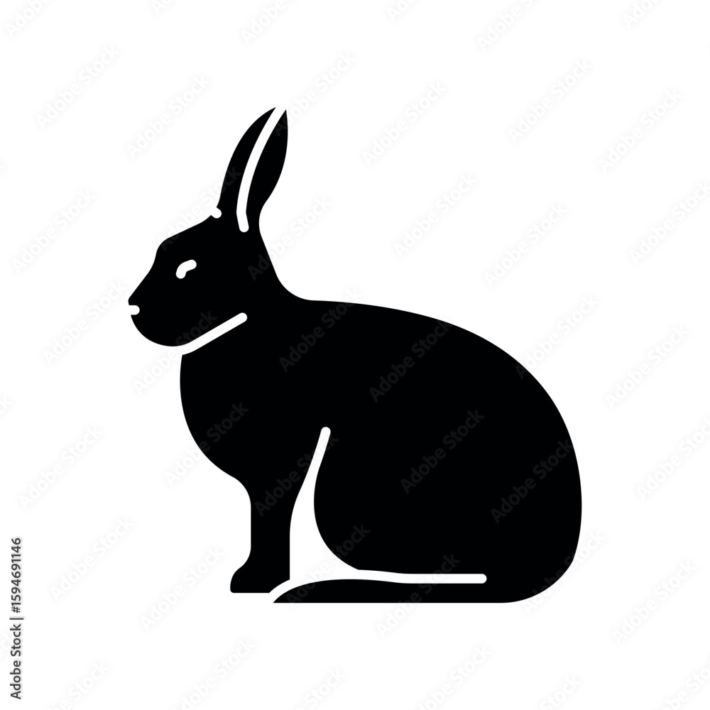 Naklejka premium arctic hare black flat icon for digital and print projects. Arctic animals.