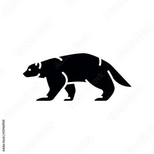 Wolverine black flat icon for digital and print projects. Arctic animals.