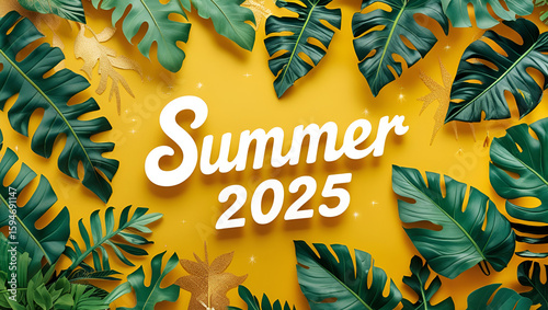 Vibrant and Bright Tropical Yellow Summer Background for 2025 – Sunshine, Fun, and Vacation Vibes