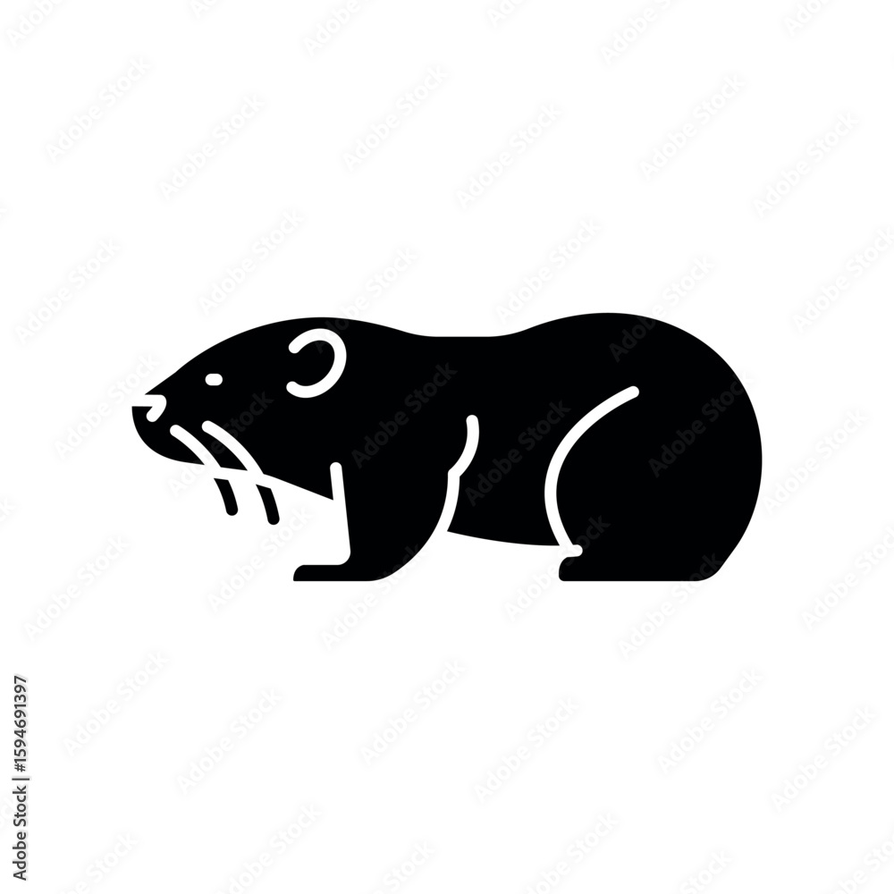 Fototapeta premium lemming black flat icon for digital and print projects. Arctic animals.