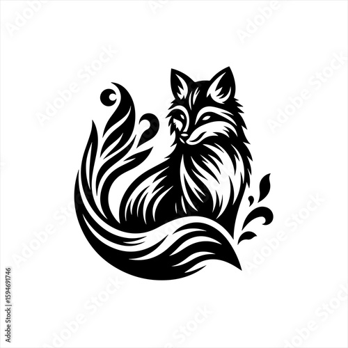 Vector art of elegant fox with bushy tail