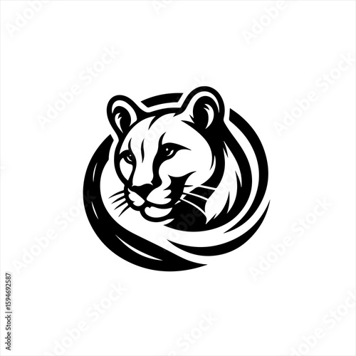 Vector art of cougar head logo on white background
