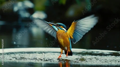 Brightly Colored Kingfisher Bird Catching Fish in Nature Setting