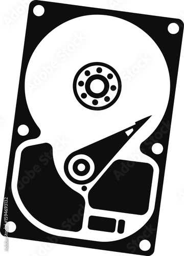 Hard Drive Silhouette Vector Design, Transparent Background.