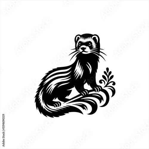 Vector art of stylized ferret illustration on white background