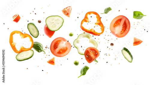 Wallpaper Mural flying vegetables isolated on white background, png, ai generated. Torontodigital.ca