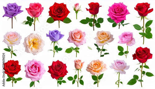 Rose bouquet isolated on transparent background. Mockup template artwork graphic design.