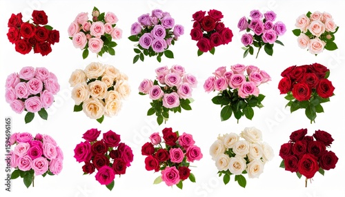 Rose bouquet isolated on transparent background. Mockup template artwork graphic design.