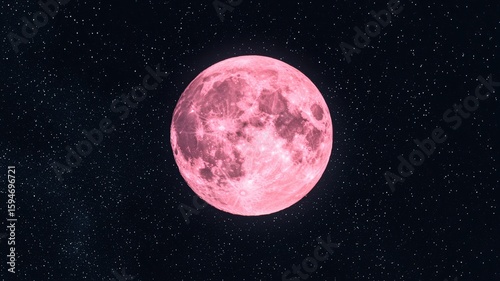 Pastel Halloween theme idea. Pink moon against a starry black background.