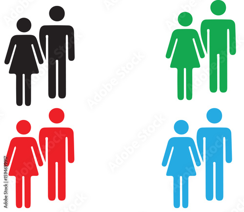 Husband and Wife Partners – Romantic Couple, Love, Marriage, Relationship Vector Illustration