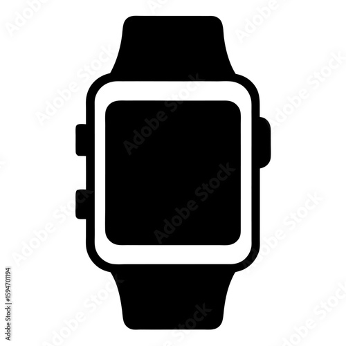 Simple silhouette of a smartwatch screen isolated on white background