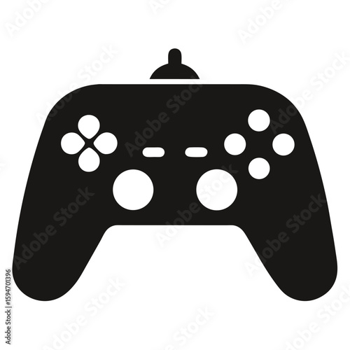 Black silhouette of a virtual reality controller isolated on white background