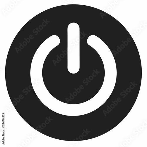 Simple black silhouette of a power button symbol isolated on white background