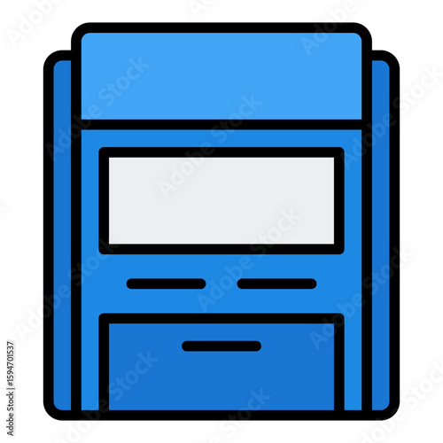 ATM machine icon. Cash withdrawal terminal. Automated teller symbol set.