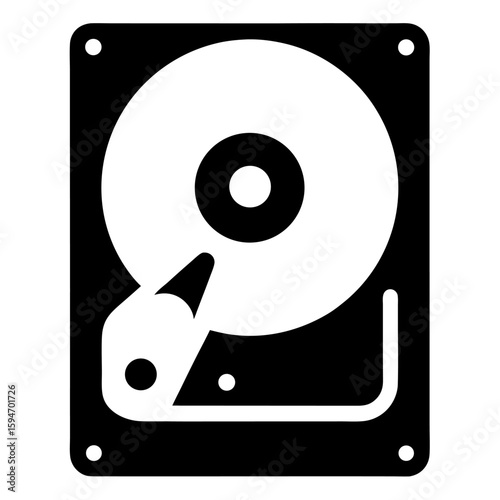 Clean silhouette of a computer hard drive isolated on white background
