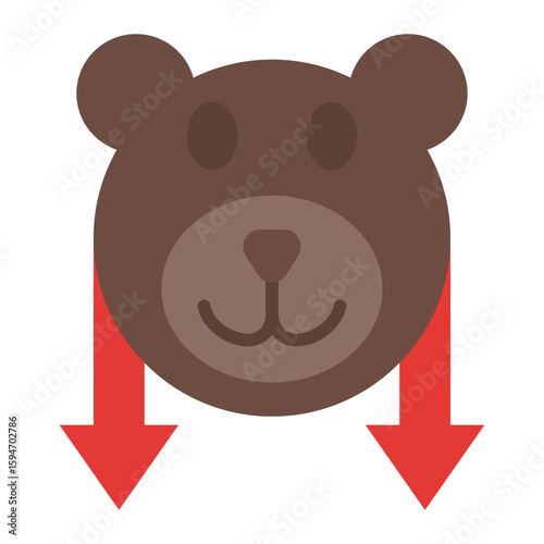 Bear market icon collection. Financial downturn and market loss symbols.