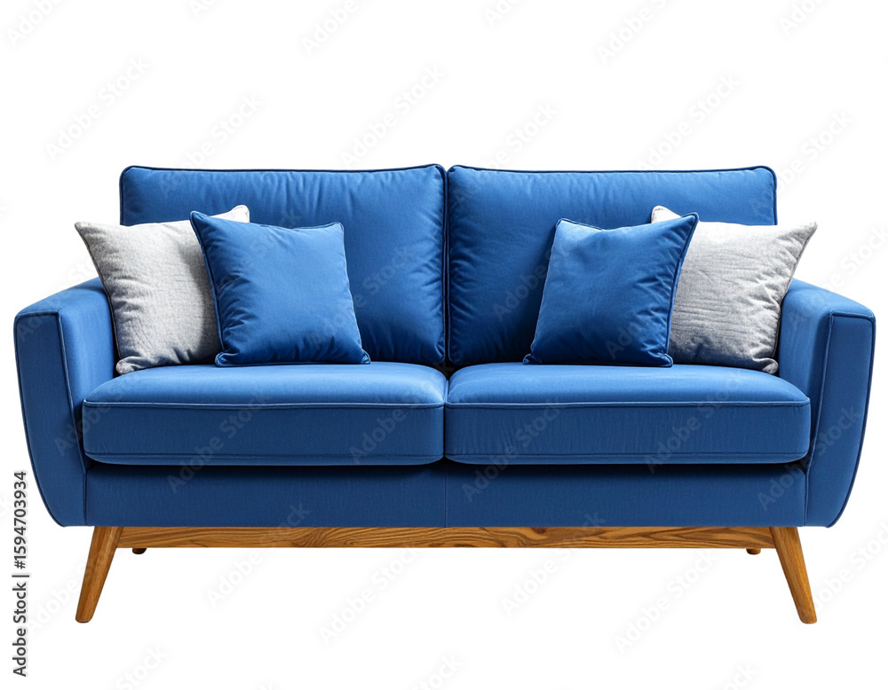 Naklejka premium Modern Sofa with Throw Pillows – Transparent Background