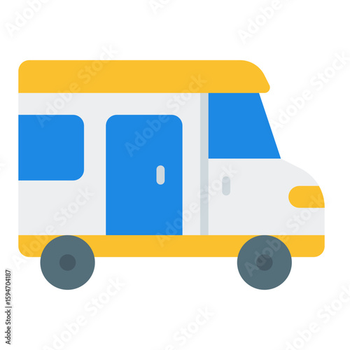 Camper van icon collection. Travel RV and road trip vehicle symbol set.