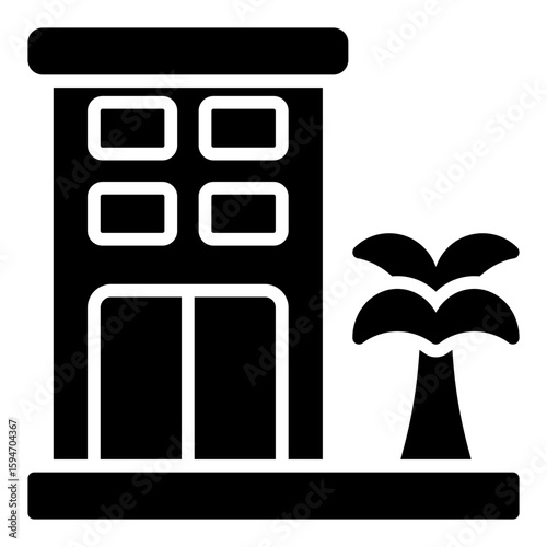 Resort icon set. Luxury vacation and beach hotel symbol collection.