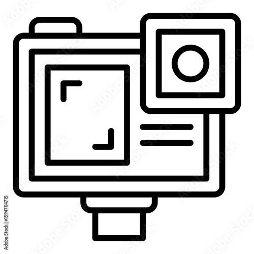 Action camera icon set. Adventure video recorder and sports cam symbol collection.