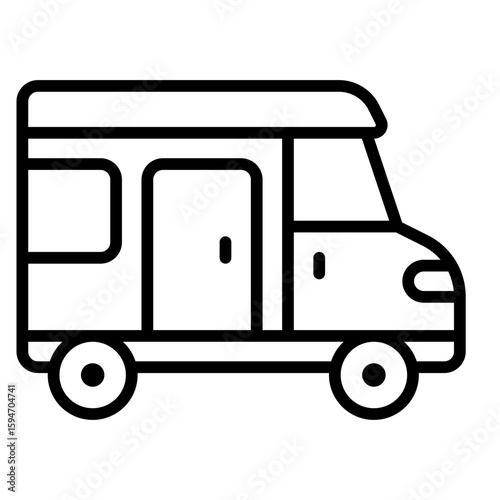 Camper van icon collection. Travel RV and road trip vehicle symbol set.