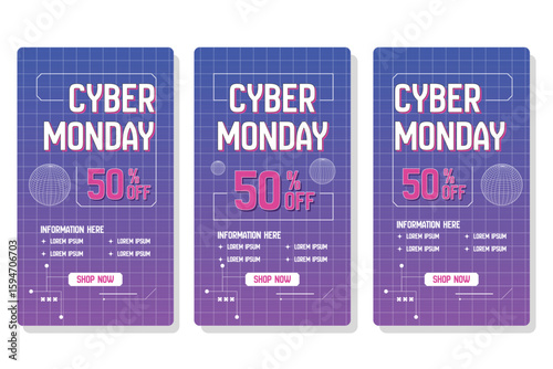 Cyber monday social media promotional template, discount, promo, sales poster design