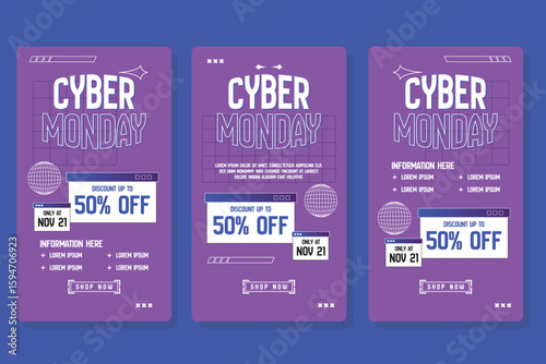 Cyber monday social media promotional template, discount, promo, sales poster design