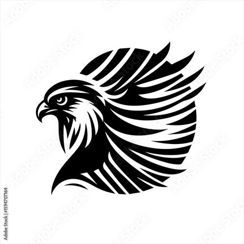 Vector art of hawk head in profile