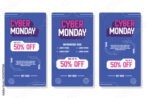 Cyber monday social media promotional template, discount, promo, sales poster design