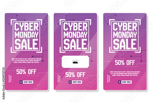 Cyber monday social media promotional template, discount, promo, sales poster design