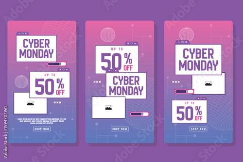 Cyber monday social media promotional template, discount, promo, sales poster design