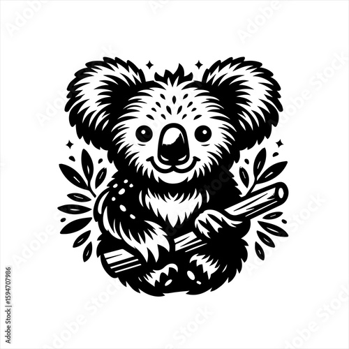 Wallpaper Mural Vector art of cute koala holding a eucalyptus branch Torontodigital.ca