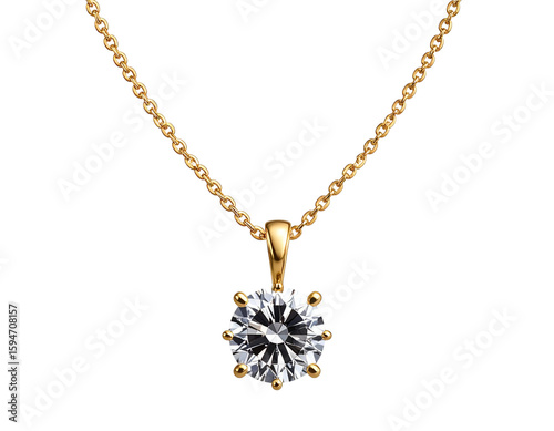 Wallpaper Mural Luxury gold chain necklace with diamond pendant, isolated on a transparent background Torontodigital.ca