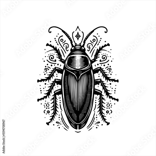 Vector art of ornate cockroach illustration
