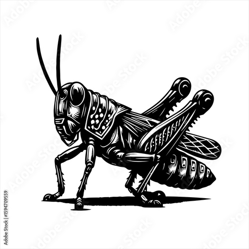 Vector art of grasshopper illustration isolated on white background