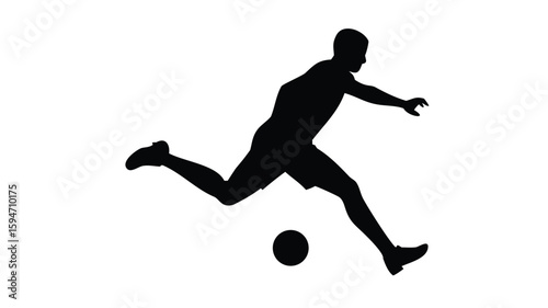 Silhouette of a person kicking a soccer ball, football sports illustration