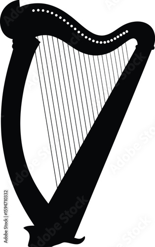Elegant harp musical instrument silhouette