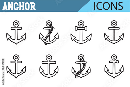 Anchor Icon Set for User Interface Design