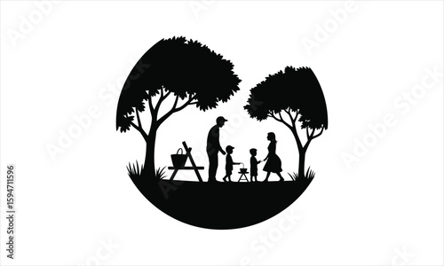 People enjoying a picnic outdoors silhouette