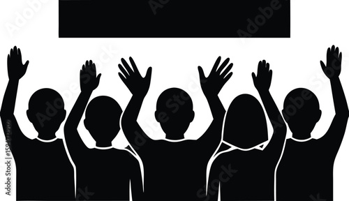 Audience Clapping Hands silhouette vector art illustration