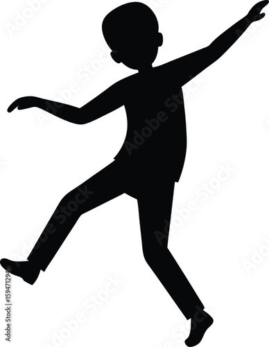 Happy Boy Dancing Freely silhouette vector art illustration