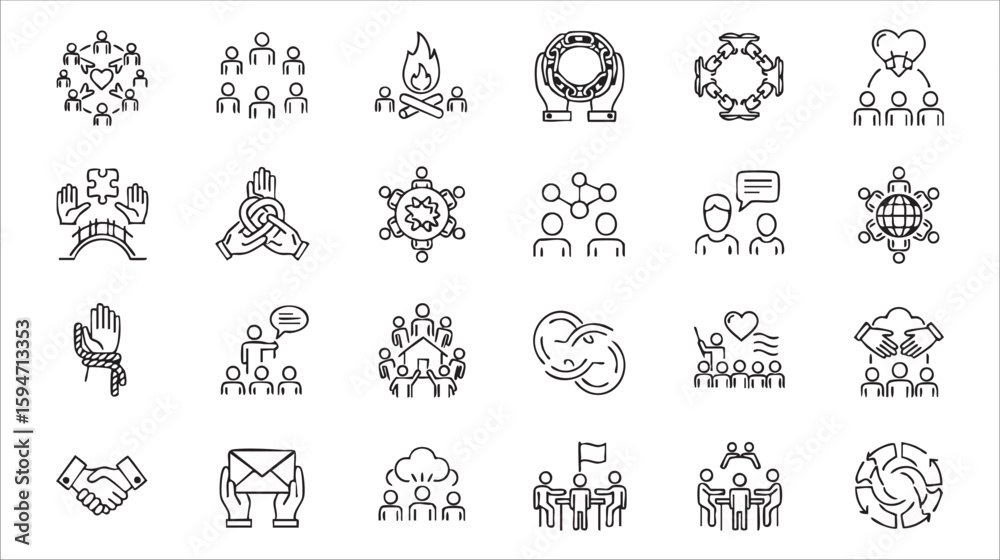 Obraz premium Diverse group collaboration and communication icons