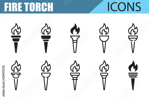 Olympic and Cultural Fire Torch Icons for Web Design