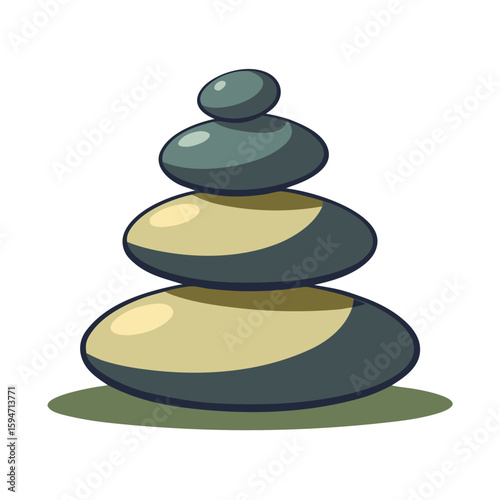 Stack of pebbles symbolizing balance and relaxation on a white background