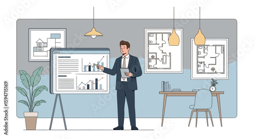 Executive Presentation With Data Analysis In Modern Workplace Business Setting