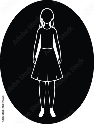 Girl Standing Calmly silhouette vector art illustration