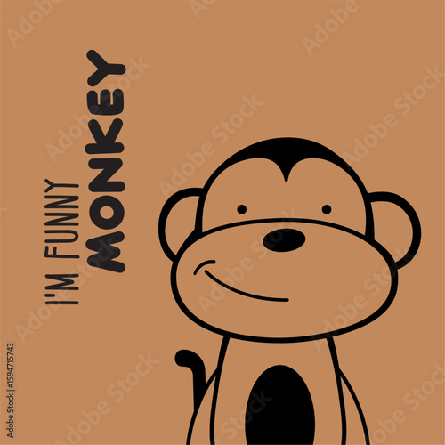 im funny monkey animal outline hand drawn graphic illustration vector cartoon