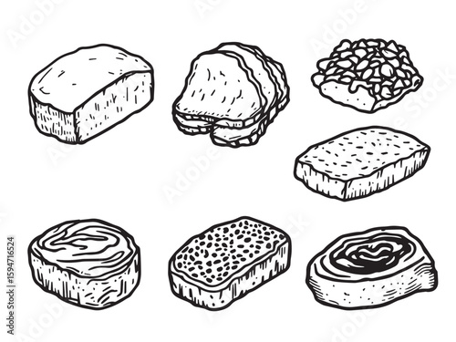 brisket outline food icon bundle