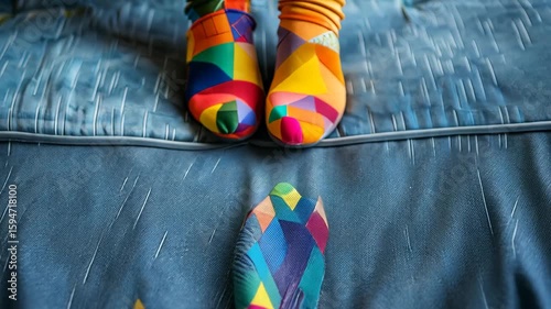 selective focus bold and artistic tights with colorful shapes and patterns