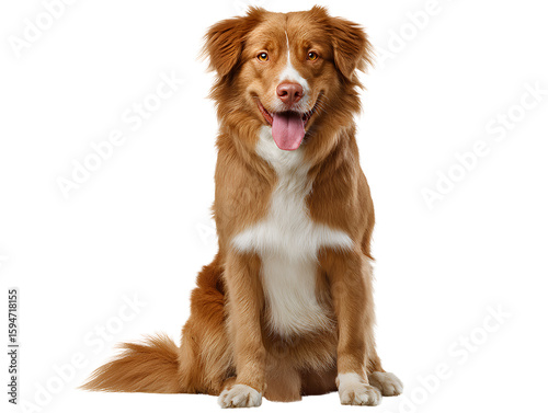  Happy Nova Scotia Duck Tolling Retriever Sitting Upright Tongue Out  Front View  Transparent Background